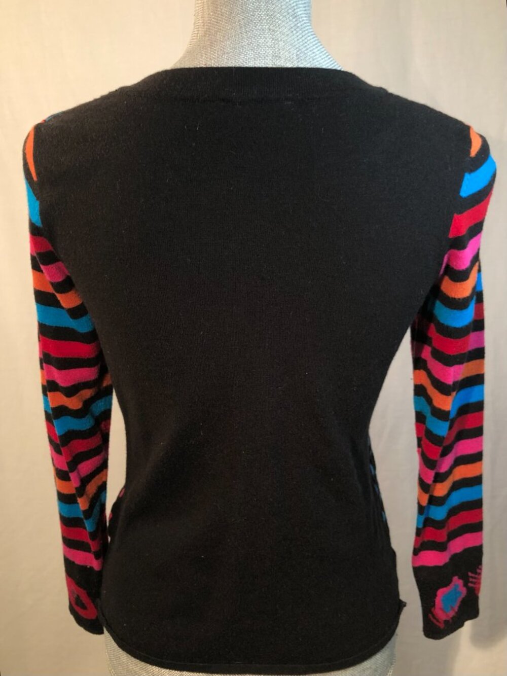 Y2K Abstract Art Teacher Mixed Print Button-Up Cardigan Sweater Size S - Picture 11 of 15